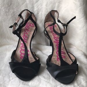 3/$25 Black open toe heels